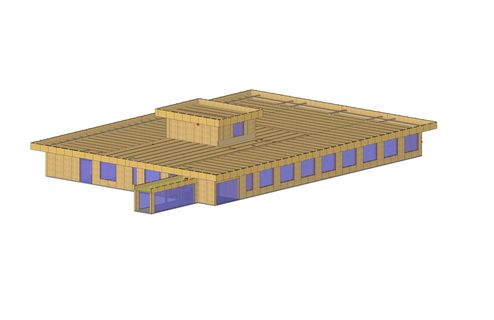 3D Renderings der Gebäudestruktur und dem ersichtlichen binderholz Brettsperrholz BBS 125 Raster